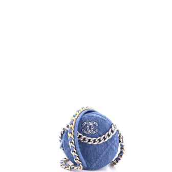 Chanel 19 Round Clutch with Chain Quilted Denim
