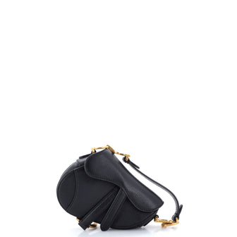 Christian Dior Saddle Handbag Leather Micro