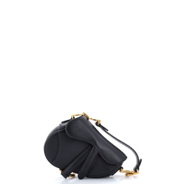 Christian Dior Saddle Handbag Leather Micro