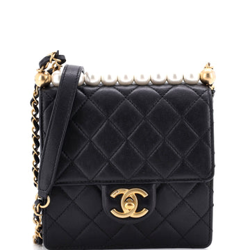 Chanel Chic Pearls Flap Bag Quilted Lambskin Mini