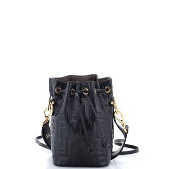 Fendi Mon Tresor Bucket Bag Zucca Embossed Leather Mini