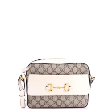 Gucci Horsebit 1955 Flap Pocket Camera Bag GG Coated Canvas and Leather Small