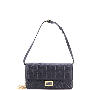 Fendi Baguette Wallet on Chain Zucca Embossed Leather