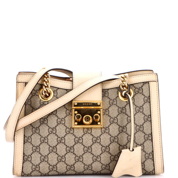 Gucci Padlock Chain Tote GG Coated Canvas with Leather Small
