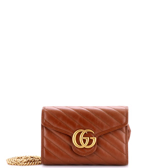 Gucci GG Marmont Chain Wallet Diagonal Quilted Leather Mini