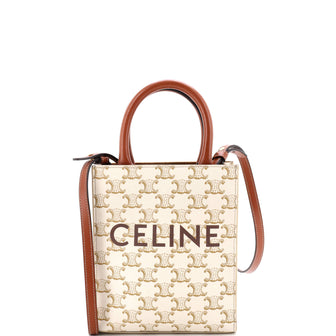 Celine Vertical Cabas Tote Triomphe Coated Canvas Mini