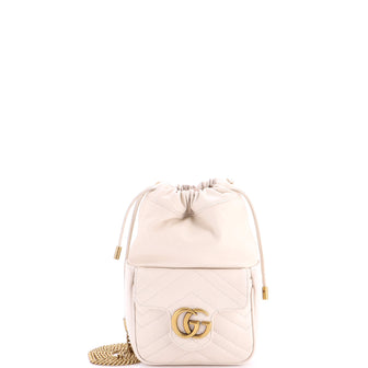 Gucci GG Marmont Front Pocket Bucket Bag Matelasse Leather Mini