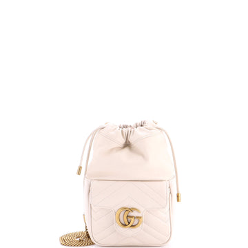 Gucci GG Marmont Front Pocket Bucket Bag Matelasse Leather Mini
