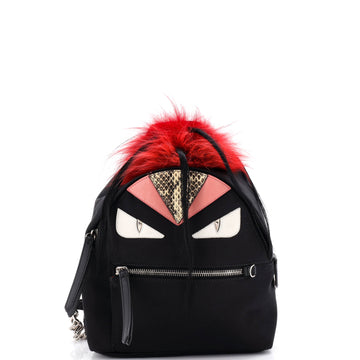 Fendi Monster Backpack Nylon with Leather and Fur Mini