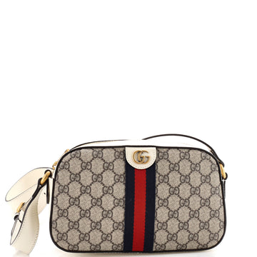 Gucci Ophidia Camera Shoulder Bag GG Coated Canvas with Leather Small