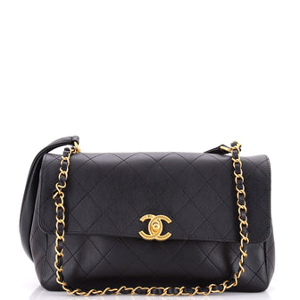 Chanel CC Convertible Flap Bag Quilted Lambskin Large