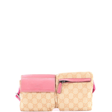 Gucci Vintage Double Belt Bag GG Canvas with Leather Small