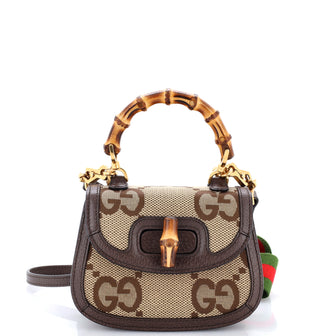 Gucci Bamboo 1947 Top Handle Bag Jumbo GG Canvas Mini