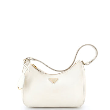 Prada Adjustable Handle Zip Hobo Saffiano Leather Mini