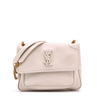 Saint Laurent Niki Chain Flap Bag Matelasse Chevron Leather Baby