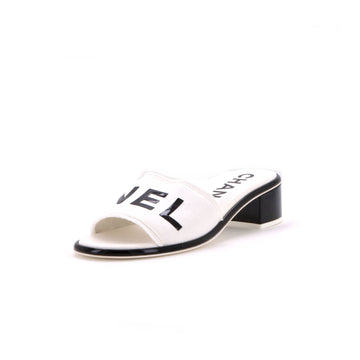 Chanel Women's Logo Mule Sandals Cotton