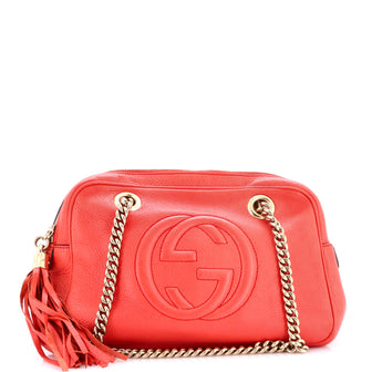 Gucci Soho Chain Zip Shoulder Bag Leather Small