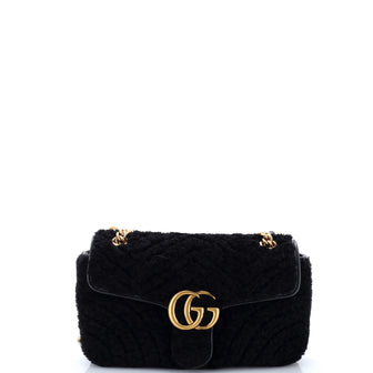 Gucci GG Marmont Flap Bag Matelasse Shearling Small