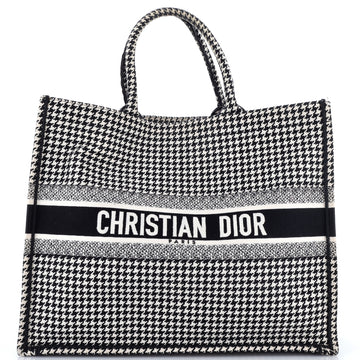 Christian Dior Book Tote Houndstooth Canvas Large