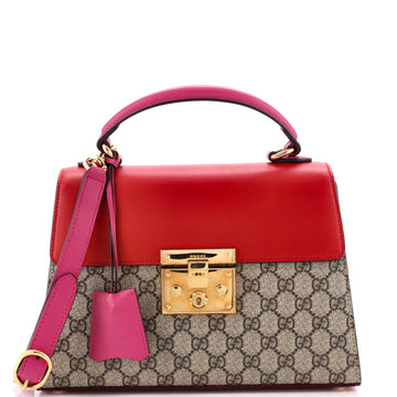 Gucci Padlock Top Handle Bag GG Coated Canvas and Leather Small