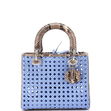 Christian Dior Lady Dior Bag Cannage Woven Leather with Python Medium