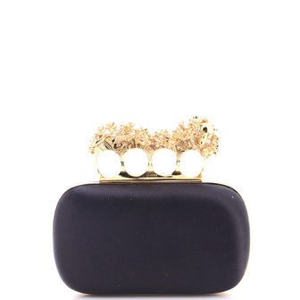 Alexander McQueen Venus Fly Trap and Skull Knuckle Box Clutch Satin Small