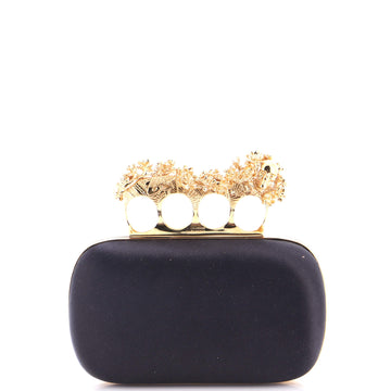 Alexander McQueen Venus Fly Trap and Skull Knuckle Box Clutch Satin Small