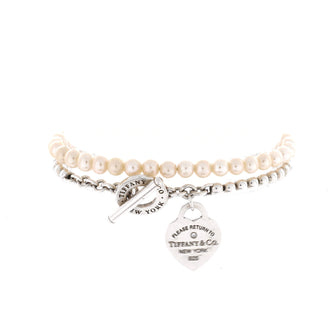 Tiffany & Co. Return To Tiffany Wrap Bead Bracelet Sterling Silver with Freshwater Pearls and Diamond