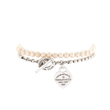 Tiffany & Co. Return To Tiffany Wrap Bead Bracelet Sterling Silver with Freshwater Pearls and Diamond