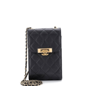 Chanel Golden Class Phone Holder Crossbody Bag Quilted Caviar