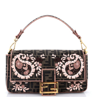 Fendi Baguette NM Bag Embroidered Zucca Canvas Medium