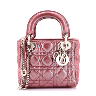 Christian Dior Lady Dior Chain Bag Cannage Quilt Iridescent Leather Mini