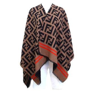 Fendi Women's FF Poncho Wool Blend