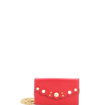 Gucci Pearly Peony Wallet on Chain Leather Mini