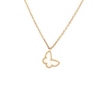 Van Cleef & Arpels Sweet Alhambra Butterfly Pendant Necklace 18K Yellow Gold and Mother of Pearl