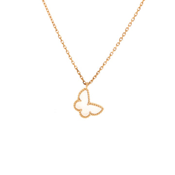 Van Cleef & Arpels Sweet Alhambra Butterfly Pendant Necklace 18K Yellow Gold and Mother of Pearl