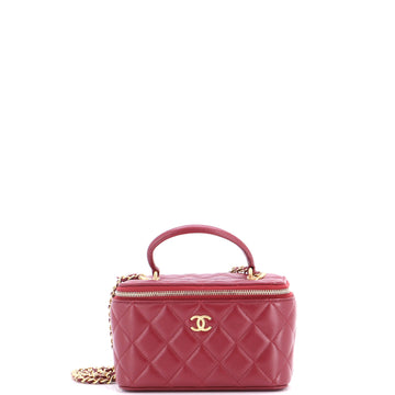 Chanel Classic Top Handle Vanity Case with Chain Quilted Lambskin Small