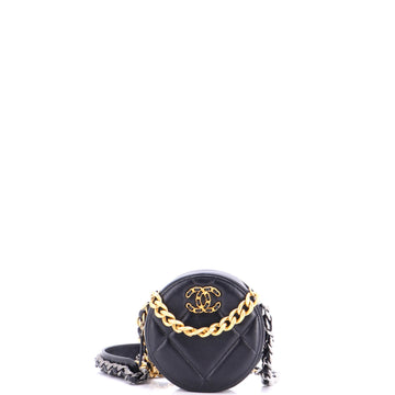 Chanel 19 Round Clutch with Chain Quilted Leather