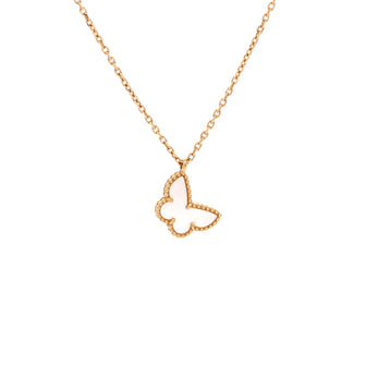 Van Cleef & Arpels Sweet Alhambra Butterfly Pendant Necklace 18K Yellow Gold and Mother of Pearl