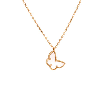 Van Cleef & Arpels Sweet Alhambra Butterfly Pendant Necklace 18K Yellow Gold and Mother of Pearl