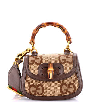 Gucci Bamboo 1947 Top Handle Bag Jumbo GG Canvas Mini