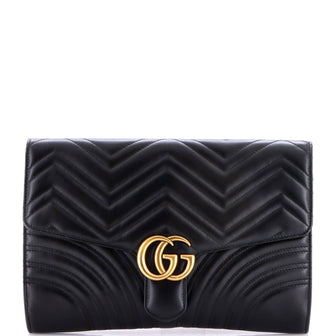 Gucci GG Marmont Flap Clutch Matelasse Leather