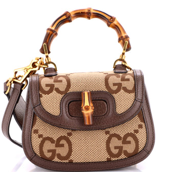 Gucci Bamboo 1947 Top Handle Bag Jumbo GG Canvas Mini