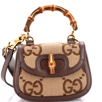 Gucci Bamboo 1947 Top Handle Bag Jumbo GG Canvas Mini