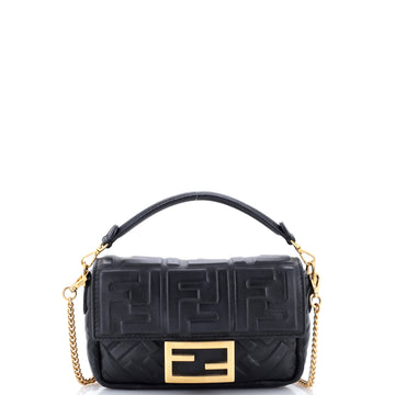 Fendi Baguette NM Bag Zucca Embossed Leather Mini
