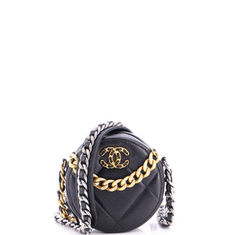 Chanel 19 Round Clutch with Chain Quilted Leather