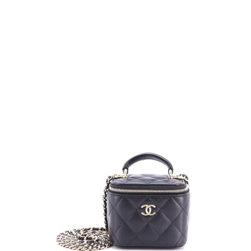 Chanel Classic Top Handle Vanity Case with Chain Quilted Lambskin Mini