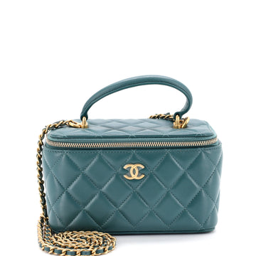 Chanel Classic Top Handle Vanity Case with Chain Quilted Lambskin Small