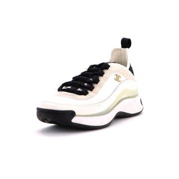Chanel Women's CC Cap Toe Logo Sneakers Suede and Leather