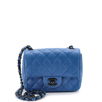 Chanel So Black Square Classic Single Flap Bag Quilted Crumpled Calfskin Mini